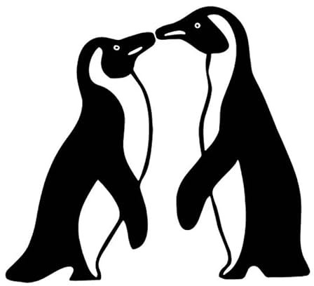 JIFENLI Autoaufkleber 15,6 cm * 14,2 cm Küssende Pinguine Cartoon Dekorieren Auto Aufkleber Auto Tür Vinyl Aufkleber Schwarz/Silber