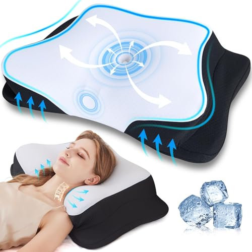 SUPA MODERN Memory Foam Kissen, Kühlendes Seitenschläferkissen 60x40 Nackenstützkissen, orthopädisches Kissen ergonomisch für Rücken, Bauchschläfer Kopfkissen zur Linderung von Nackenschmerzen