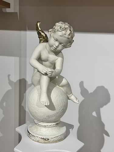Generisch Figur eines Engels, der auf Einer Kugel sitzt. 40 cm.