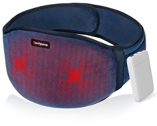 Comfytemp Almohadilla Térmica Lumbar, Manta Electrica Para Cintura Vibrador Inalámbrico con Masajeador, Con 3 Modos De Calefacción Rápida y Masaje, para Aliviar el Dolor, Parada Automática, 18x147cm