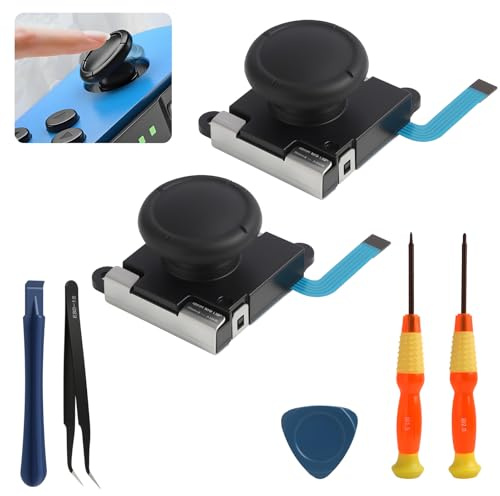 SopwMap 2 Stück Reparaturset für Switch/Switch OLED/Switch Lite Joy-Con Controller, Hall-Effekt Joystick Ersatzkit, Hall Effect Joystick Reparatur Ersatz Set, inklusive Werkzeuge, Schwarz
