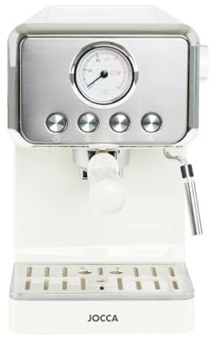 Jocca - Macchina da caffè espresso retrò | 15 bar di pressione | Serbatoio acqua rimovibile 1,7 l | Filtro per 1-2 tazze (40/80 ml) | Vassoio antigoccia rimovibile | Protezione contro il