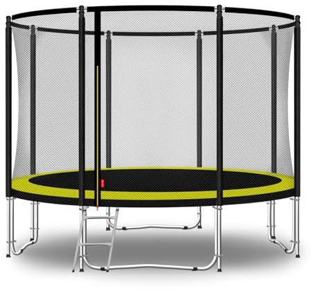 Baunsal® Trampolin Outdoor Ø 305 cm (FGOS) gelb-schwarz als Komplettset Gartenspielzeug Kindertrampolin Gartentrampolin rund Garten Spielzeug für Kinder
