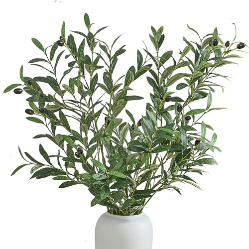 Vicrol 2 PCS 39 Inch Faux Olive Branches Artificial Flowers Greenery Stems Olive Tree Branch for Vase Filler Home Decor Indoor