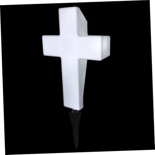 CAXUSD Plastica Bianca A Croce Con Led Illuminazione A Resistente Alle Intemperie Installazione Semplice Su Picchetto Per Decorazioni Commemorative E Cimitero