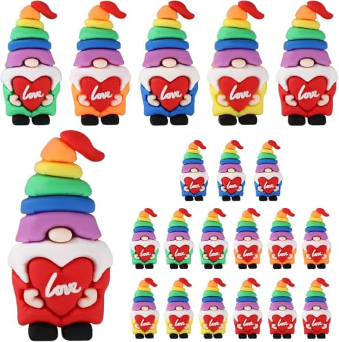 Lyreh 15pcs Mini Gnomes, Miniature Rainbow Gay Pride Gnomes Fairy Gifts Statues Tiny Figurines Lgbt Accessories for Landscape Outdoor Patio Garden Yard Rainbow Pride Decoration