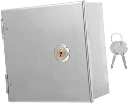 TOPBATHY Stainless Steel Outdoor Electrical Waterproof Box with Lock, Wall-mounted Metal Junction Box Cover for Electric Vehicle Charging, Anti-theft Electrical Outlet Protection Enclosure