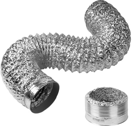 CIARRA CBAL150 Tubo di scarico flessibile Ø150 mm per cappa aspirante, 1,5 m Condotto in alluminio