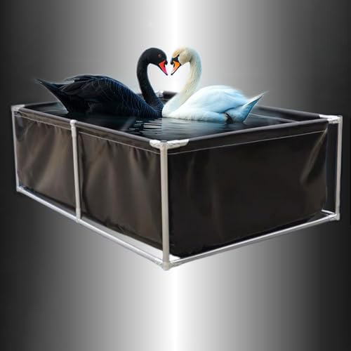 Moubhjd Mobiler PVC Aquariumteich mit Sichtfenster,Fischbecken mit Stahlrahmen&Ablassventil,Für Kois, Teichpflege, Zucht&Gartenbewässerung(Größe:L100xW300xH100cm)