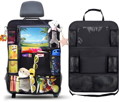 AiQInu Organizer per Sedile Posteriore Auto Proteggi Sedile Bambini con Tasca Portaoggetti Auto Impermeabile, Coprisedile Posteriore 9 Tasche