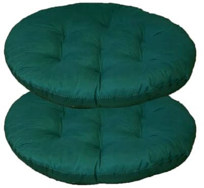 Mozzeilee Runde Stuhlkissen, 40 x 40 cm Esszimmerstuhl Kissen Set 2/4/6/8 Stück, Rattan Sitzmatte für Outdoor-Möbel für Wohnzimmer Büro Garten Terrasse (Dunkelgrün