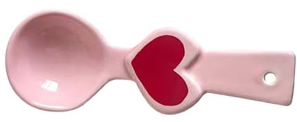 Ciieeo Cucchiaio in Ceramica a Forma Di Cuore Cucchiaio Riutilizzabile Da Cucina Manico Lungo e Zuppa Per Yogurt e Cereali Set Di Cucchiai Rosa