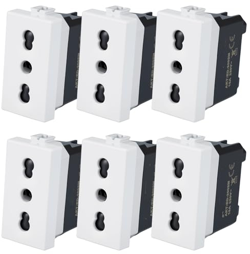 VOLTIX 6 PEZZI Presa Bipasso Bivalente 2P+T 10/16A Prese Elettriche da Muro Compatibile con Bticino Matix (6)