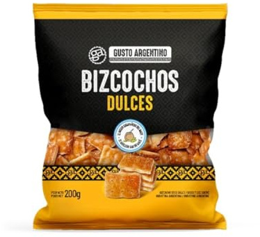 Gusto Argentino Bizcochos Dulces · 200 g · Snack Tradicional Argentino Crujiente Pack de 30