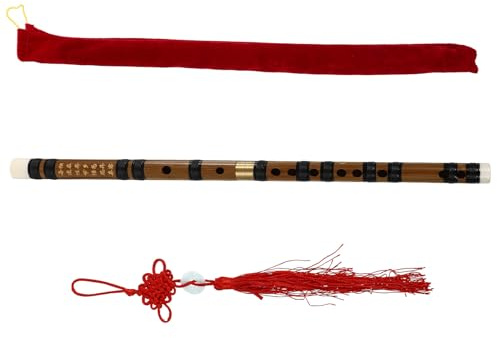 iplusmile Flauta de Bambú Tradicional Portátil para Principiantes Instrumento de Viento Profesional con Tono Diseño Antiguo con Funda Incluida para Amantes Música