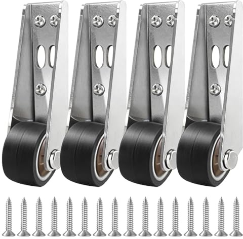 4 Pcs Gate Wheels For Wooden Gates Door Support Wheels Rubber 25mm 79mm | Stainless Steel Screws Plate Mount Adjustable Clearance Quiet Glide For Fences Tables Cabinets DIY Users Smooth Floors
