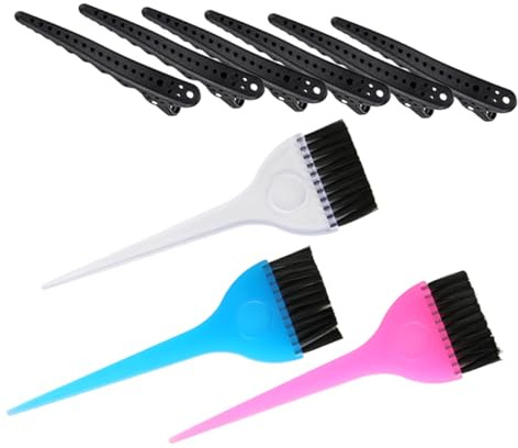 Healvian 9pièces Kit de Teinture pour Cheveux avec Pinces et Outils pour Coiffure Facile à Utiliser et Réutilisable pour Salon ou Domicile Couleur Aléatoire