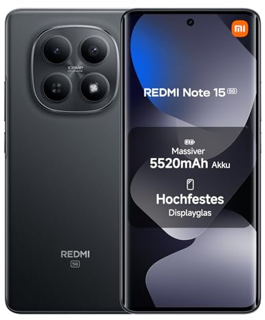 XIAOMI REDMI Note 15 5G - Smartphone de 8+256GB, Pantalla AMOLED FHD+ de 6,77, Snapdragon 6 Gen 3, cámara de 108 MP, batería de 5520 mAh, Cargador no Incluido, Negro (Versión ES)