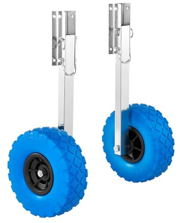 VEVOR Coppia Ruote di Poppa Carico di 136,1 kg, in Acciaio Inossidabile da 26 cm con Pneumatico in PVC Pieno, Ruote di Alaggio Pieghevoli con 4 Perni a Sgancio Rapido, per Barche da Pesca