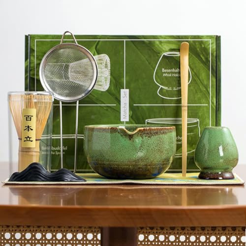 TOJUNE Matcha Kit 7 Piezas, Ciotola Matcha con Beccuccio, Cucchiaino