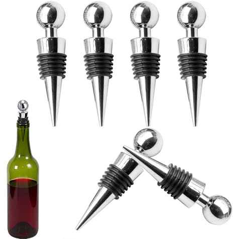 6PCS Wine Bottle Stoppers, Reusable Bottle Saver Sealer Wine Corks, Champagne Stopper for Wine, Champagne, Prosecco, Beer, Spirits Collection(Round)