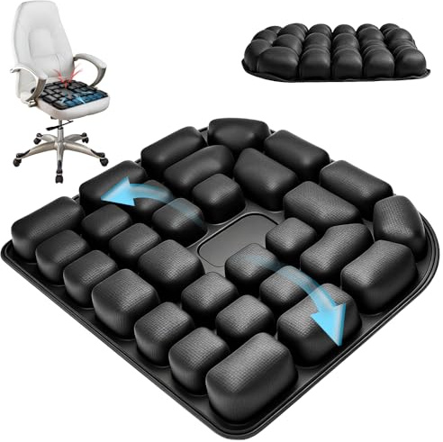 Calenxy Antidekubitus Sitzkissen, 47.8 x 43.3cm Ergonomisches Aufblasbares Sitzkissen mit 3D Luftzellen für für Bürostuhl, Autositz, Rollstuhl, Reise