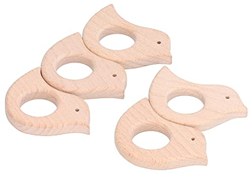 RASTKY Ungiftiger Baby-Beißring aus Holz Zum Selbermachen, Zur Verbesserung der Greiffähigkeiten, 5-teiliges Schnullerkettenspielzeug in Holzfarbe, Geeignet Zur Linderung des Zahnens von Babys