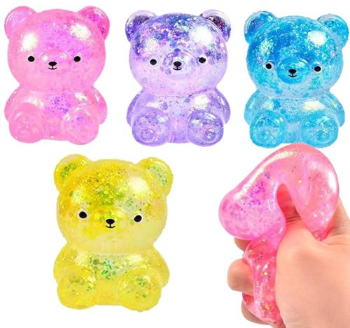 4 Stück Squeeze Spielzeug Bärförmiger Stressball Zappel Bärspielzeug Kinder Bär Anti Stress Bälle Spielzeug Quetschball Süßer Bär Weicher Knautschball Spielzeuge Für Erwachsene Und Kinder