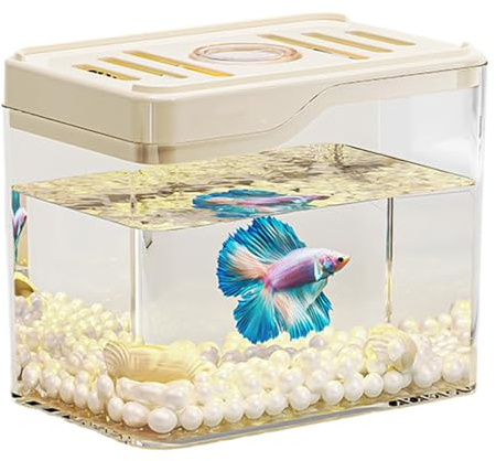 Tanque Compacto para Mesa, Tanque de Pescado pequeño Transparente Top