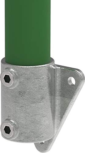 Fenau | Supporto a parete/soffitto, triangolo a 90°, Ø 42,4 mm, ghisa malleabile, zincato a caldo, viti incl., flangia a parete, flangia triangolare