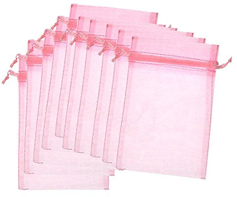 ALPHA DIMA 100 Stück 10cm x15cm Organzabeutel Schmuckbeutel Organzasäckchen Geschenk Organza Hochzeit Säckchen Fest Party Beutel(Rosa)