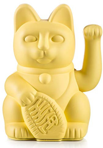 DONKEY Products - Lucky Cat Yellow - gelbe Winkekatze | Japanische Deko-Katze in stylischem matt-Farbton 15cm groß