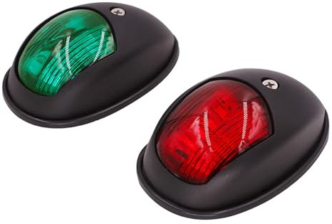 Obcursco Boat Navigation Lights, LED Red and Green Vertical Mount for Bow and Stern, IP67 Waterproof Marine Lights for Pontoon, Bass, and Jon Boats (Black)