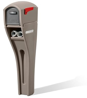 Step2 Mailmaster Streamline Mailbox & Post, Weather Resistant, Large Outdoor Mailboxes, Made of Durable Plastic, Easy to Install, Flag Included, Mocha