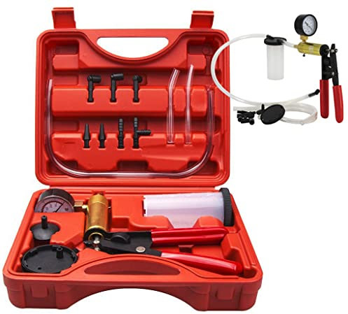 AOBETAK Bremsenentlüftergerät, Vakuumpumpe Bremsenentlüfter Männer für Auto Motorrad Tester,Bremsenentlüftungsgerät Druckpruft Mit Tragetasche