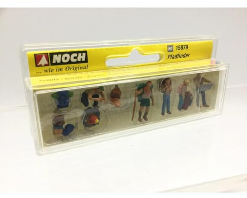 NOCH Figuren-Set „Pfadfinder“, 6 Miniaturen aus Kunststoff, geeignet für H0-Modellbau und kreative DIY-Projekte