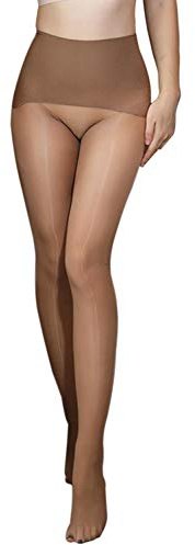 Metelam - Collant da donna, a vita alta, senza cuciture, con elastico Marrone Taglia unica