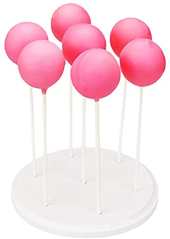 NANGOPOP Cake Pop-Ständer – 7 Löcher, runder Lutscher-Halter, dekorativer Süßigkeiten- oder Saugnapf-Ständer für Geburtstagsparty, Babyparty, passend für 4 mm Lutscherstäbchen, Kiefernholz