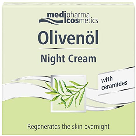 Medipharma Cosmetics Olivenol Night Cream - Crema Viso Notte Antirughe Idratante 50 ml - Trattamento Anti Età con Olio d'Oliva, Olio di Jojoba e Burro di Karitè per Pelle Secca (Donna e Uomo)