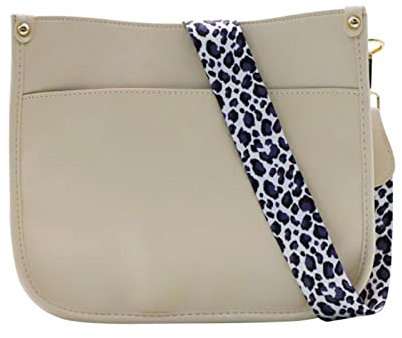 Zyyfly Veganes Leder Geldbörse mittlere Größe Crossbody Taschen für Frauen mit Leopard Gitarrengurt, Beige1, Medium