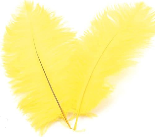 10 Stück 20-25cm Natürliche Straußenfedern,Strauß Feder zum Basteln,Bastel Federn für DIY Traumfänger Zubehör,Heimdekoration,KostüMe,Tischdeko Hochzeit Party Fest Hüte Kleidung Dekoration,Gelb