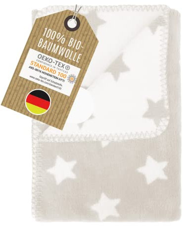 kids&me kuschelige Babydecke aus 100% Bio Baumwolle KBA - warme Kuscheldecke für Babys perferkt für Herbst und Winter - beige Baumwolldecke Made in Germany - Kinderdecke 70x100cm