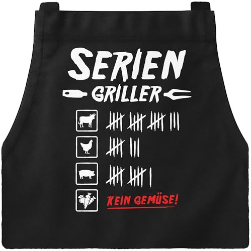 MoonWorks® Premium Grill-Schürze für Männer Aufdruck Seriengriller Strichliste Fleisch Kein Gemüse Fun Motiv