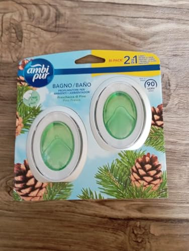 Ambi Pur Badezimmer Raumduft, 2 Lufterfrischer für das Badezimmer, Duft Pinienfrische, Raumdiffusor mit Technologie zur Beseitigung von Gerüchen, Lebensdauer von bis zu 45 Tagen pro Lufterfrischer