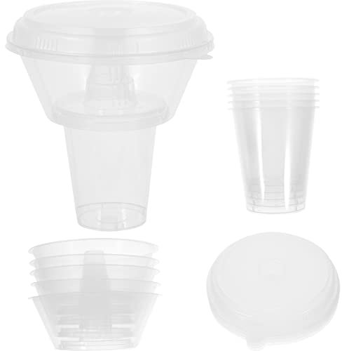 BESTonZON Snack and Drink Cup Combo Plastic Snack Bowls with Tumbler 7.1 Inch All-in-One Combo Bowl for Entertaining and Parties