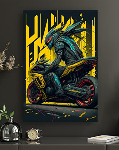 Premium Metallposter/Wandbild aus Aluminiumverbund im Cyberpunk style modern Abstrakte Kunst Wanddekoration Design (Cyberpunkt Style 04, M - 45x30cm Aluverbund)