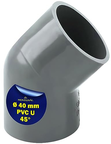Rohrverbinder PVC U mit 45 Grad Winkel Ø 40 mm Klebemuffe von Zwei Rohre | Garantie 10 Jahre - MONTERAL