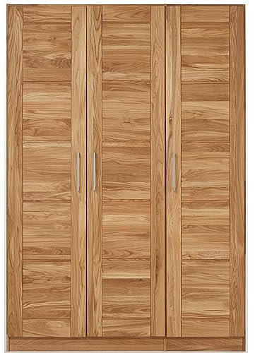 Lomadox Schlafzimmer Massivholz Kleiderschrank Drehtürenschrank Schlafzimmerschrank Schrank 3-türiger in Wildeiche massiv, B/H/T: ca. 143/207/60 cm