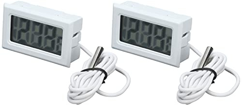 2 Uds Mini Monitor de Temperatura de Termómetro LCD Electrónico Digital con Sonda para Nevera Congelador Acuario (blanco * 2) | Termómetro Digital, Monitor de Temperatura, Plástico , 2 Unidades, Con Sonda, Para Nevera y Acuario