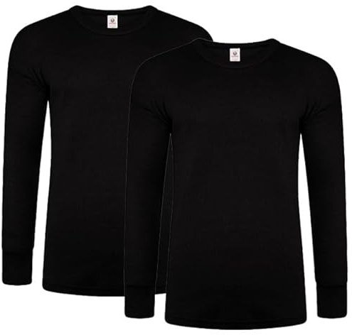 DOLCE ENVY Men's Thermal 2 Pack Long Sleeve Tops Warm Base Layer for Winter Suitable for Daily Use High Performance Full Sleeves Tops (Large, Black)